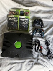 Original XBox Console Bundle Controllers Power A/V Cables Games *Tested* Working