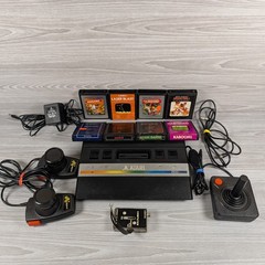Atari 2600 Junior Console Bundle + 8 Games, Paddles, Joystick, Tested & Works