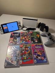 Nintendo Switch OLED Console + 6 Games + Extra Controllers (Some Games Unopened)
