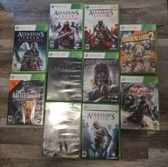 Microsoft Xbox 360 S Black Console Model #1439 Bundle With 10 Games