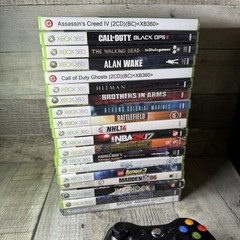 Microsoft Xbox 360 S 250GB Console, Controllers, Cables, 12 Games, Glossy Black