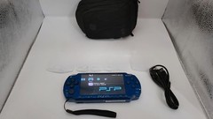 Sony PSP-2001 Blue Handheld Console Bundle Tested Works Charger Case Battery