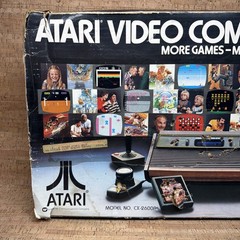 Atari 2600 Woody 4 Switch Console With Box Joysticks & Paddles Working