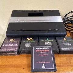 Atari 7800 ProSystem Console Bundle 5 Tele-Games Carts Tested Working