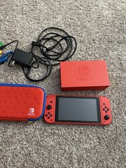 Nintendo Switch HAC-001 (-01) Super Mario Edition Red Blue Console + Dock + Case