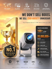 [Compatible with Netflix & TOF Real-Time Focus] Mini Projector with Wifi and Blu