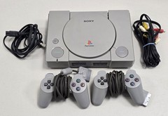 Sony PlayStation PS1 Console Gray SCPH-1001 w/ 2 Controllers & Wires TESTED