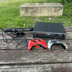 Microsoft Xbox 360 Console 2 Controllers Kinect Untested For Parts or Repair