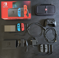 Nintendo Switch CIB + extra Joy Cons, Pro Controller, Case, & 256GB microSD card