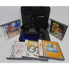 Nintendo DS Lite Console Cobalt Bundle USG-001 2006 Case Games Chargers SEGA EA