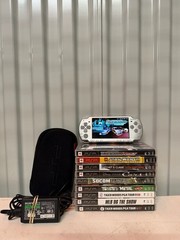 Sony PSP 2001 Silver Handheld Console w/ Charger + 9 Games Tested