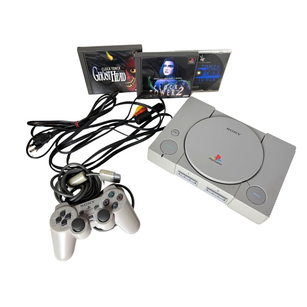Sony PS1 SCPH-7000 Console Clock Tower Horror Bundle Japan Tested