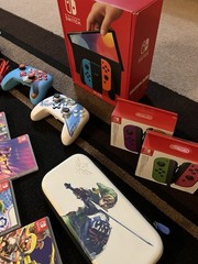 Nintendo Switch OLED Bundle Flawless Animal Crossing Super Mario LOADED w/EXTRAS