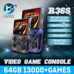 R36S Retro Handheld Video Game Console 64GB 15000+ Games 3.5 Inch IPS Screen US