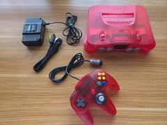 N64 Nintendo 64 clear Red Funtastic Console Re-Shelled Region Free