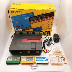 Sharp Twin Famicom Console System Black New Belt AN-500B Box Japanese Tested