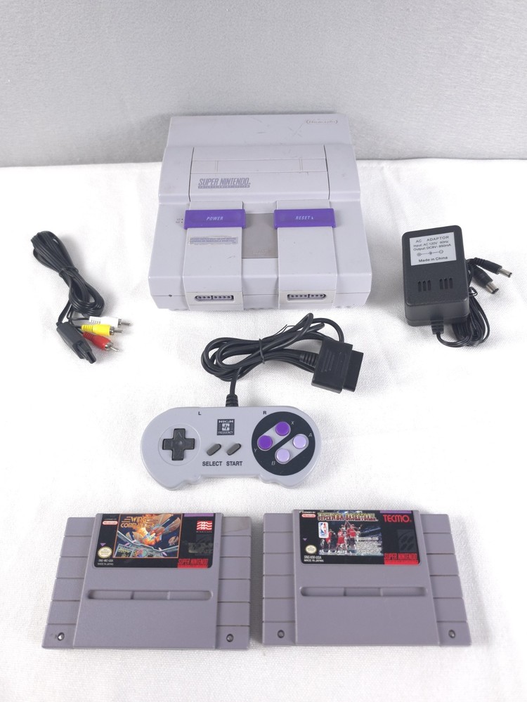 Super Nintendo SNES Console Bundle Tested Working 2 Games Reset Button Broken