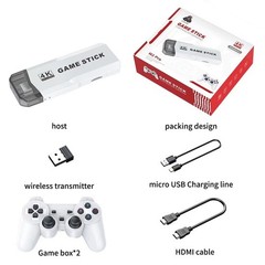 M2 Plus Retro Game Stick 4K HDMI with 2.4G Wireless Controllers