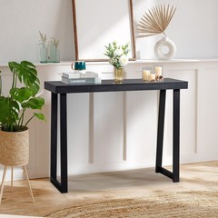 Solid Wood Console Table Storage Sofa Table with Shelf Narrow Entryway Black