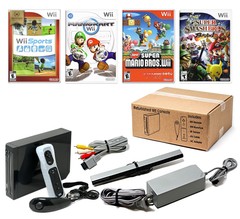 Authentic Wii Console Black + Pick Your Game + Controllers + Cords USA