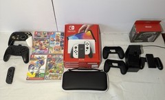 Nintendo Switch OLED Console Bundle 4 games, Extra controllers, original box!