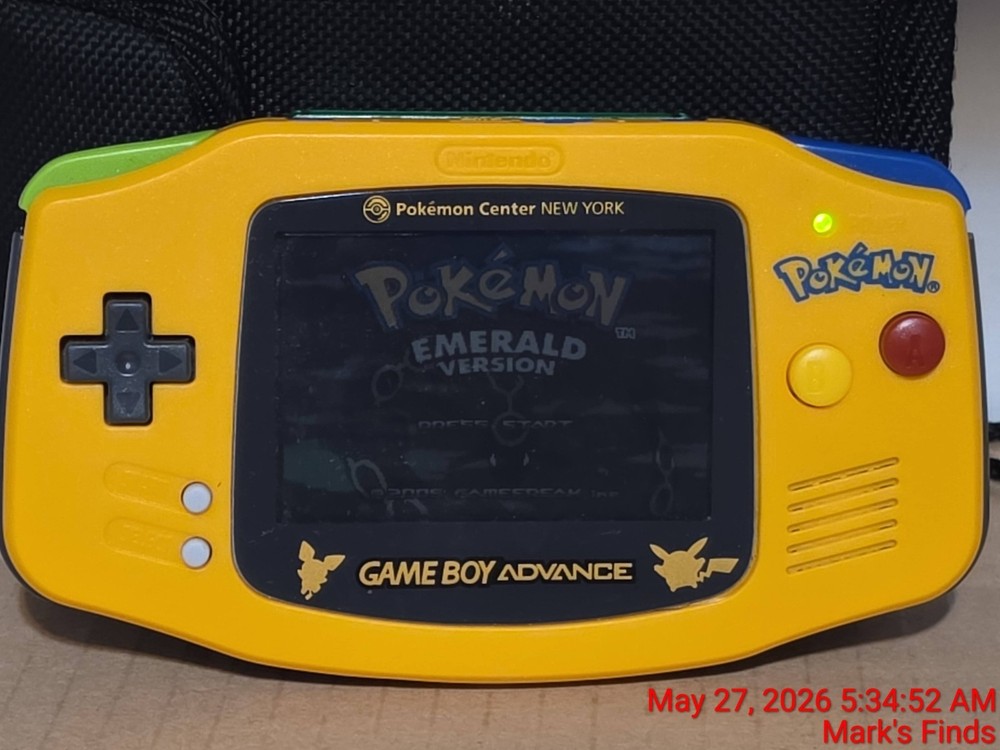 Game Boy Advance AGB-001 Pikachu Pokemon Edition Console With Game & Black Case