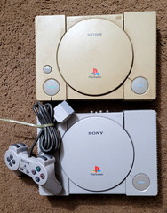 PS1 Bundle(2 consoles,1controller & RCA Cable)(All working).See notes&pics.