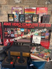 ATARI CX2600 Game System FACTORY RECONDITIONED WITH BOX AND GAMES Untested As Is