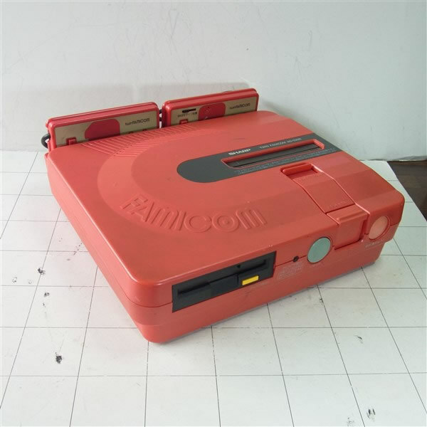 Twin Famicom Disk System Sharp Game Console Red AN-500R Working tasted