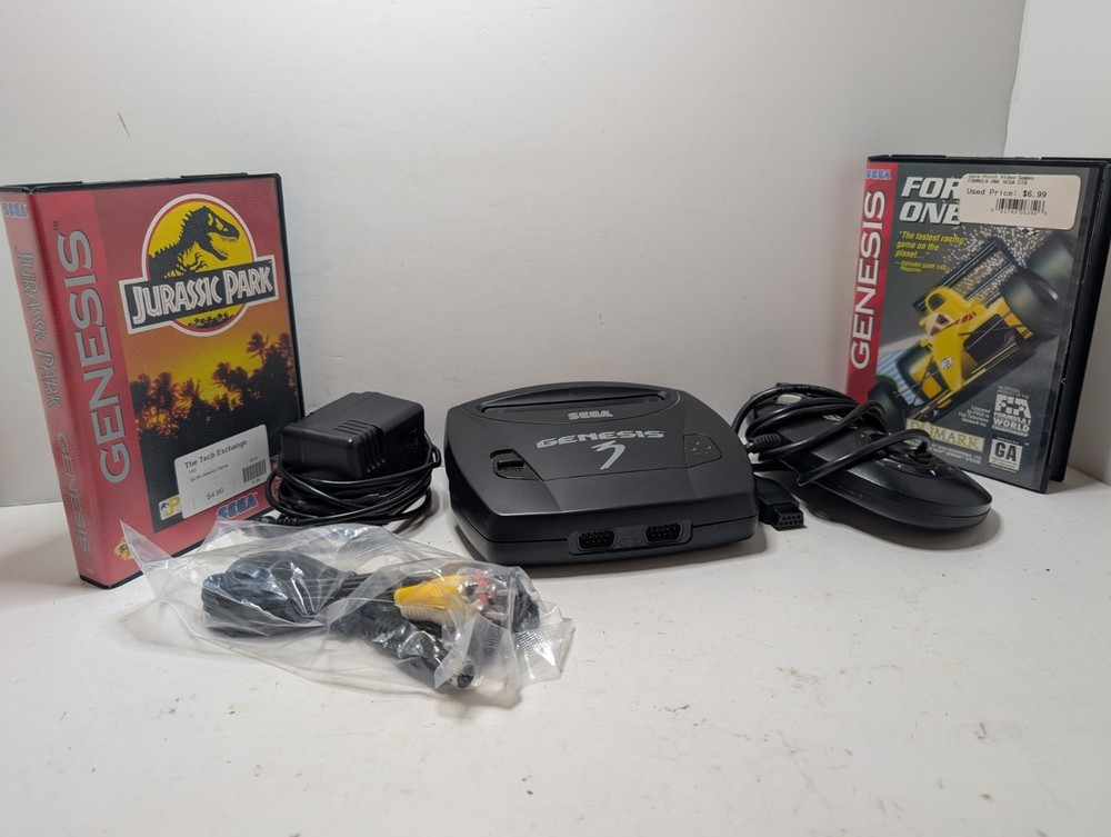 Sega Genesis 3 Console + Controller Cables Two CIB Games Mk-1461 Tested