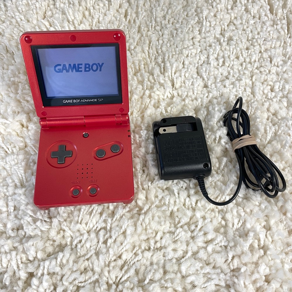 Nintendo Gameboy Advance GBA SP Flame Red Handheld System Console AGS-001 Tested