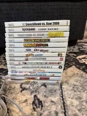 Nintendo Wii console bundle Controllers 14 Games And Various Cords (Not Tested)
