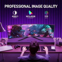 A 34-inch ultra-large curved gaming monitor with 4K HD picture quality, a 165Hz