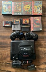 Sega Genesis Console w/ Controllers & 13 Game Lot TESTED! Shinobi 3 MK Sonic WWF