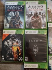 Microsoft Xbox 360 S Black Console Model #1439 Bundle With 10 Games