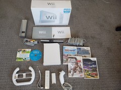 White Nintendo Wii Console System Bundle w/ WII SPORTS + Extra Games TESTED BOX