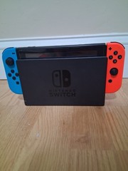 Nintendo Switch Black Console Bundle w/ Dock, Neon Blue/Red Joy-Con, Case