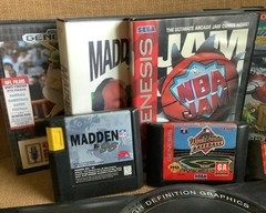 Sega Genesis Console Bundle Multitap 4 Controllers 9 Games AV Cables Switcher