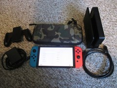 Nintendo Switch OLED System Console w/Neon Red & Blue Joy-Cons + Dock & Extras