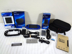 Sony PlayStation PS VITA Sapphire Blue OLED Handheld Console PCH-1100 w/ Extras