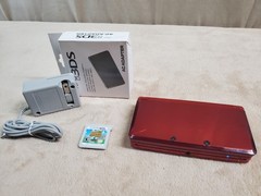 Nintendo 3DS Flame Red Handheld Console Bundle Animal Crossing New Leaf Charger