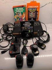 Atari 2600 Console W/ Adapter, 2 Joystick, 2 Set Paddles Connect To TV Untested