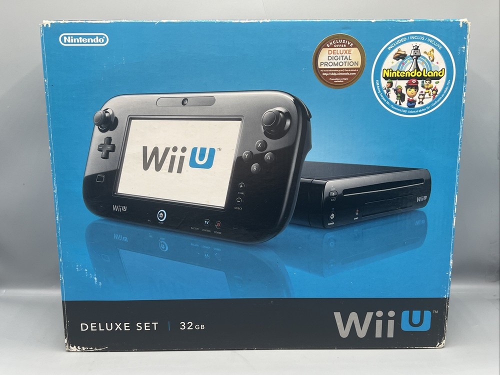 Nintendo Wii U 32gb Console Deluxe Set Black System Nintendo Land {Original Box}