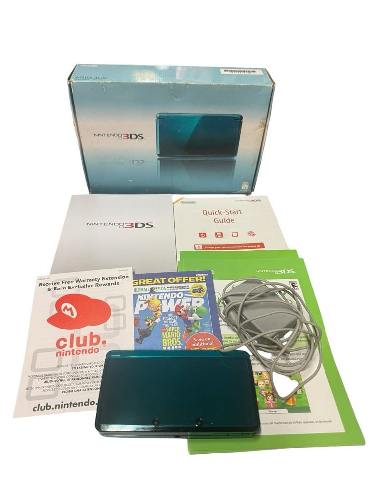 Nintendo 3DS System In Box – Aqua Blue Region USA, Charger US Model Tested