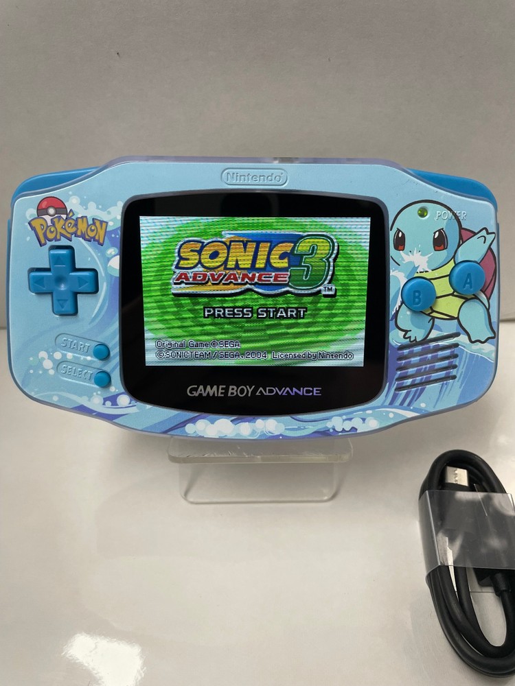 Custom Pokemon Game Boy Advance, IPS Backlit Screen, USB-C Rechargable Battery