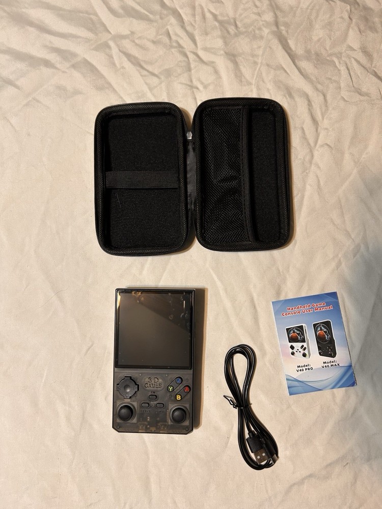V40 Max Handheld Game Console 3D Games 40K+ Games 256 GB w/ Case & Cable