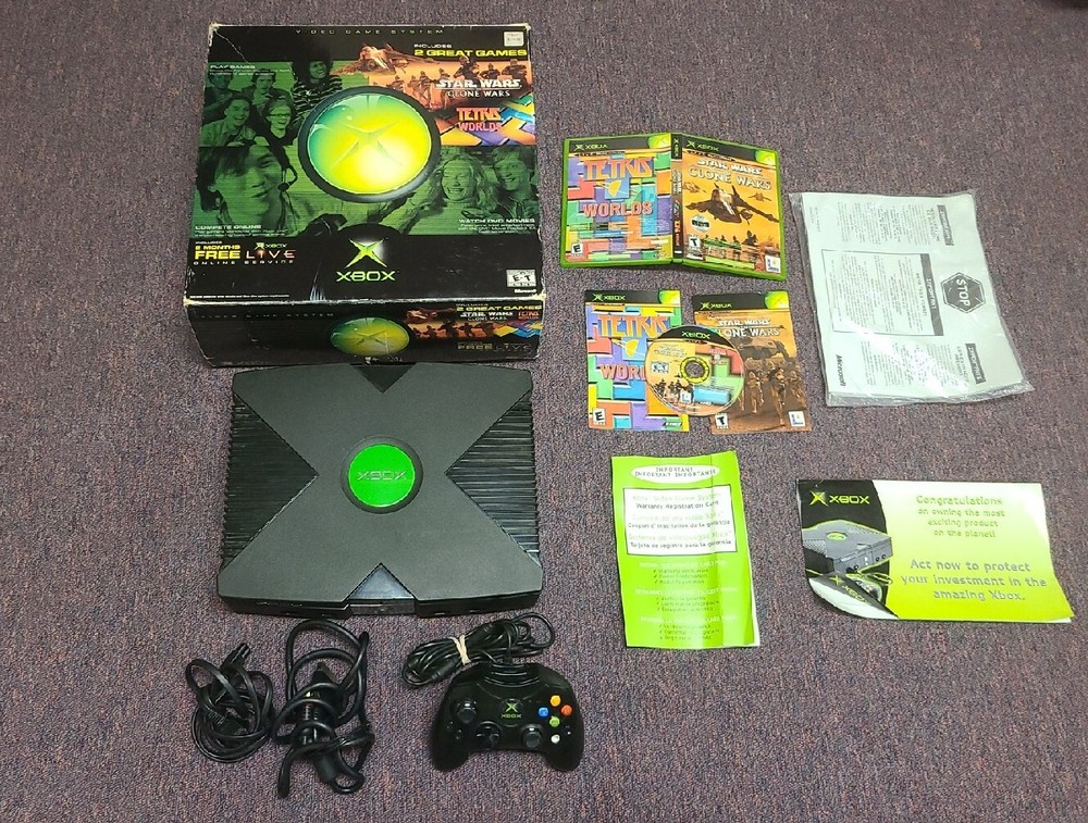 Original Microsoft Xbox Console System Stars Wars The Clone Wars Tetris World