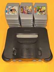 Nintendo 64 Black Console N64 w/Accessories + 18 RARE Game Cartridges FLAW READ