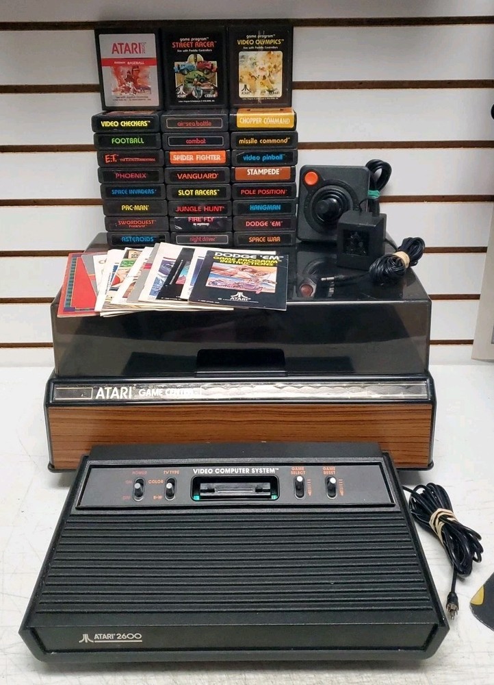 Atari 2600 Vader Console Bundle w/Games, Some Manuals & Game Center – Works READ