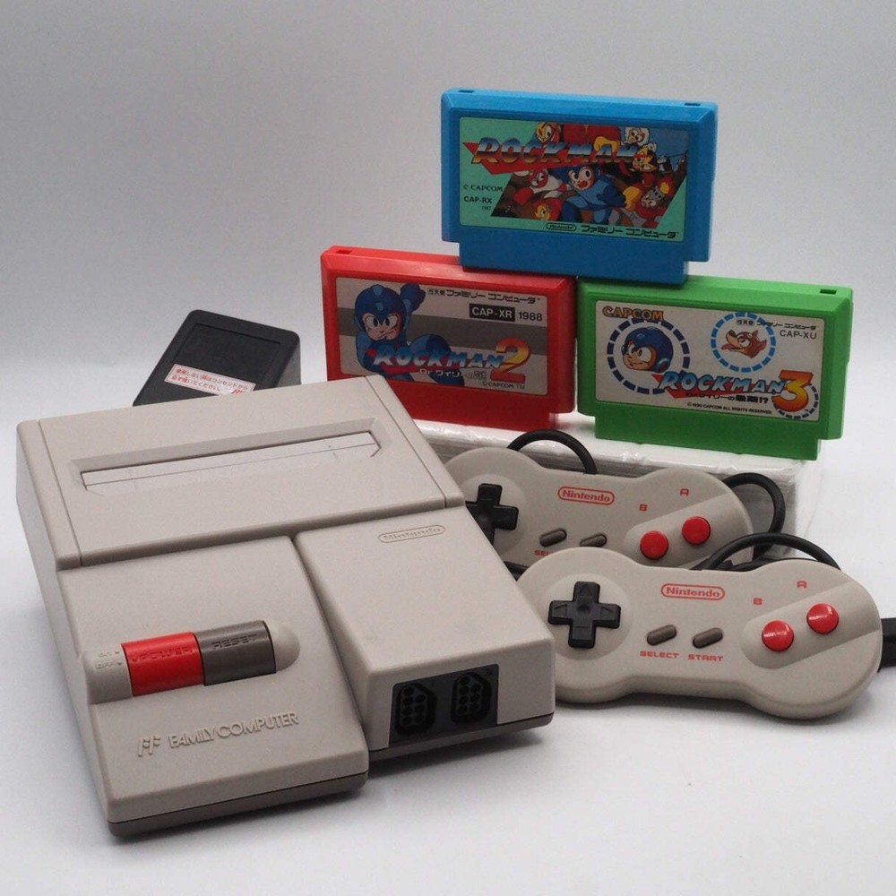 Nintendo New Famicom Console System HVC-101 + Rockman (Mega man) 1, 2 & 3 Games